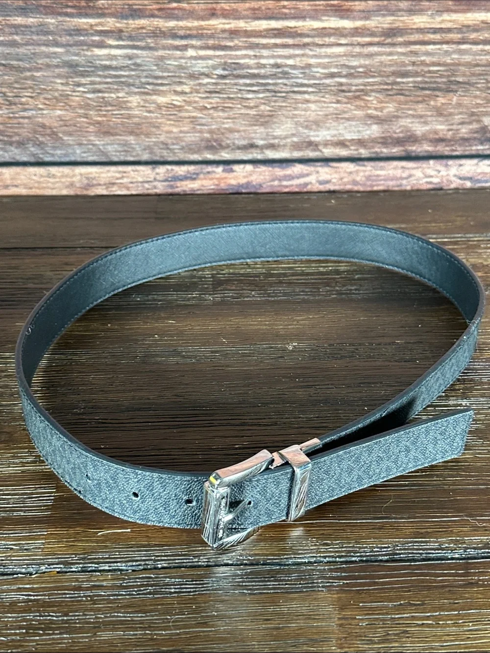 Micheal Kors Women's Logo/Black Reversible Belt with Silver Buckle
